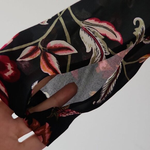 A.L.C. | Haven Ruched Floral Print 100% Silk Dress black red sz 0 - Picture 6 of 6